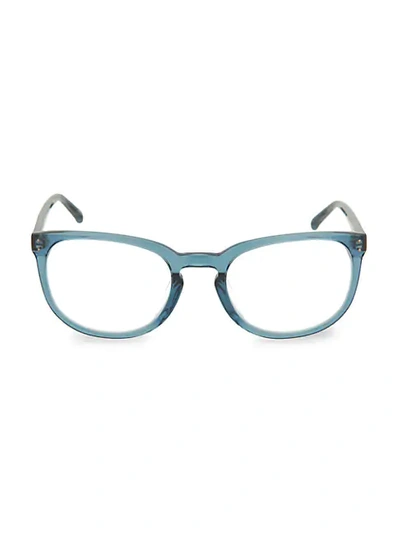 Shop Linda Farrow 53mm Rectangular Optical Glasses In Blue