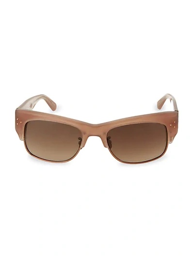 Shop Linda Farrow 51mm Rectangular Sunglasses In Mink