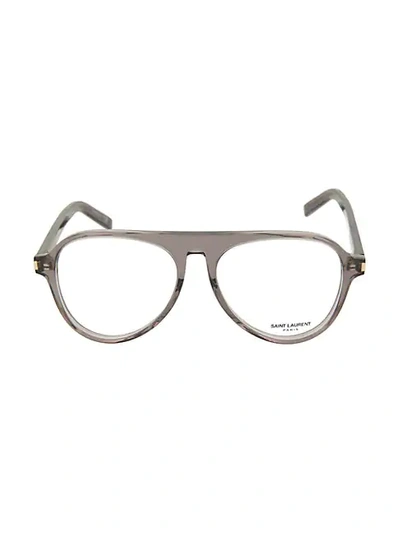 Shop Saint Laurent 55mm Navigator Optical Glasses In Clear Grey