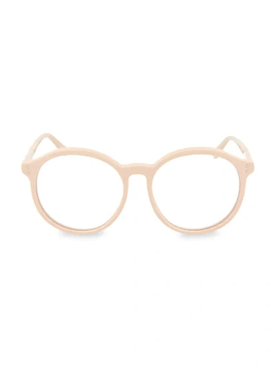 Shop Stella Mccartney Women's Core 54mm Round Optical Glasses In Pink Transparent