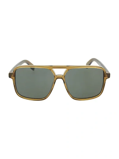 Shop Saint Laurent Core 54mm Square Aviator Sunglasses In Grey