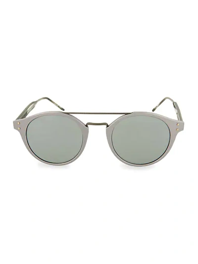 Shop Bottega Veneta Novelty 50mm Round Sunglasses In Ruthenium