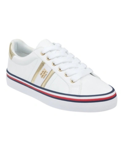 Shop Tommy Hilfiger Women's Fentii Lace Up Sneakers In White