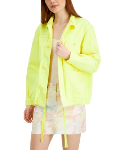 Shop French Connection Sekai Neon Denim Jacket In Lemon
