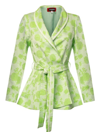 Shop Andreeva Mint Jacqueline Jacquard Jacket In Green