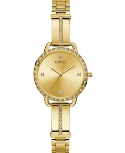 Shop Guess Women's Gold-tone Stainless Steel Semi-bangle Bracelet Watch 30mm