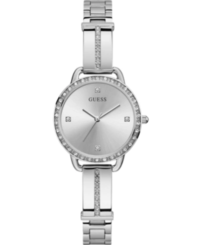 Shop Guess Women's Stainless Steel Semi-bangle Bracelet Watch 30mm In Silver