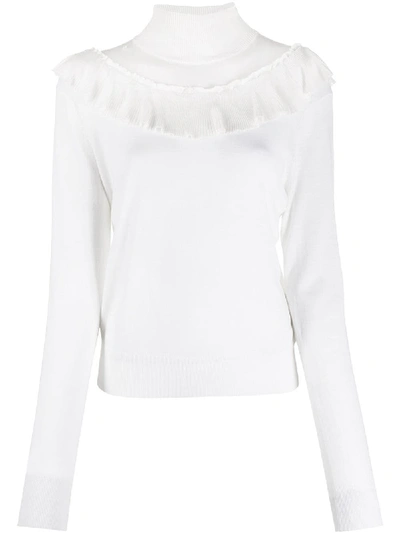 Shop Chloé Ruffle-detail Knitted Top In White