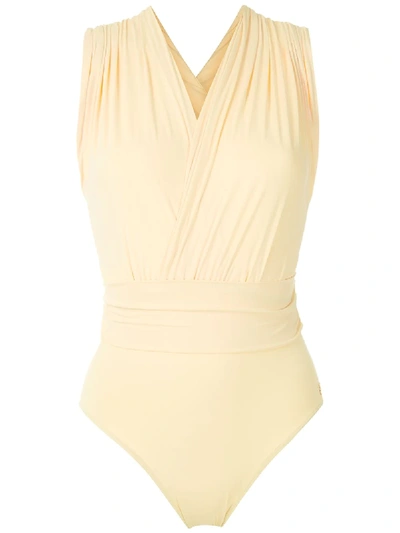 Shop Brigitte Talita V-neck Swimsuit In Yellow