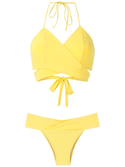 Shop Brigitte Mary Wrap Bikini Set In Yellow