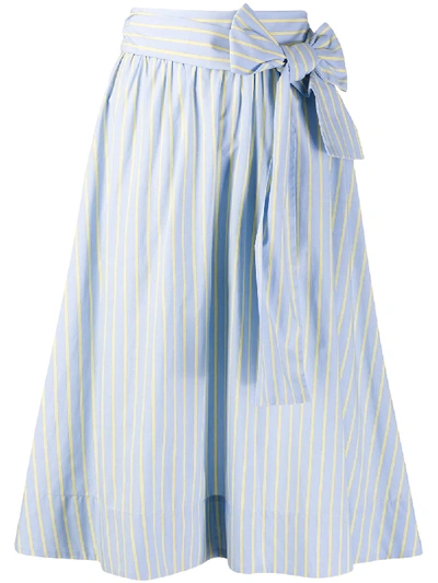 Shop Steffen Schraut Pinstripe Midi Skirt In Blue