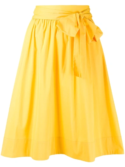 Shop Steffen Schraut Bow Tie Midi Skirt In Yellow