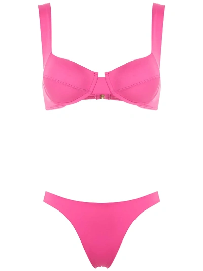 Shop Brigitte High Cut Leg Bikini Set In Pink