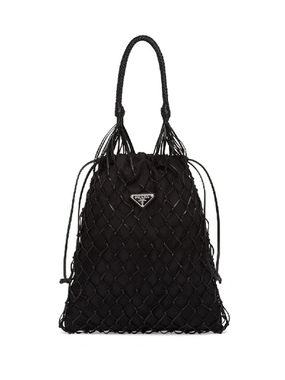 Shop Prada Mesh Tote Bag In Black