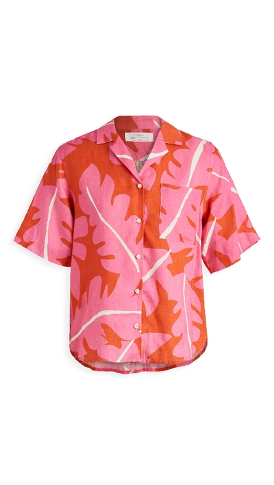 Shop Birds Of Paradis Margot Camp Shirt In Pink Palm Print