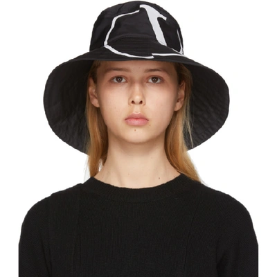 Shop Valentino Black  Garavani Vlogo Bucket Hat In 0ni Black