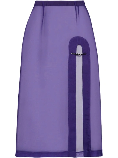 Shop Gucci Open Front Skirt In Purple