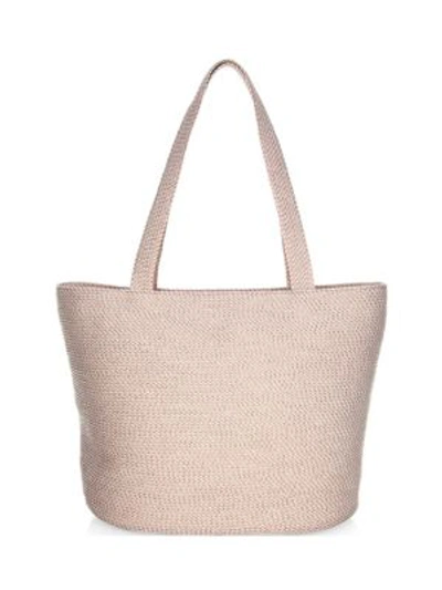 Shop Eric Javits Squishee Textured Straw Tote In Blush