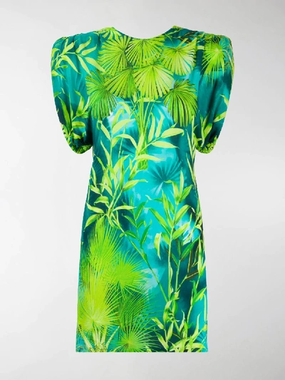 Shop Versace Jungle Print Mini Dress In Green