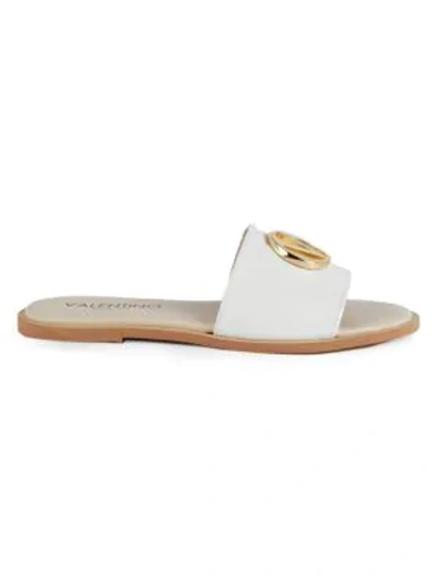 Shop Valentino By Mario Valentino Bugola Leather Slides In White