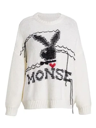 Shop Monse Playboy X  Merino Wool Knit Sweater In Ivory