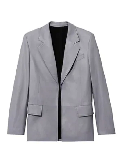 Shop Proenza Schouler Leather Oversized Blazer In Grey