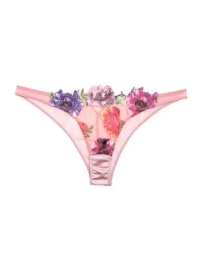 Shop Fleur Du Mal Floral Embroidered Cheeky Panties In Sweet Pea