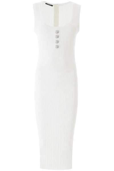 Shop Balmain Midi Dress In White