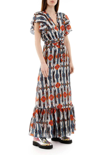 Shop Jessie Western Navajo Print Long Dress In Blue,orange,beige