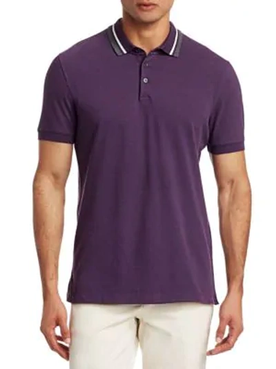 Shop Brunello Cucinelli Short-sleeve Pique Polo In Purple