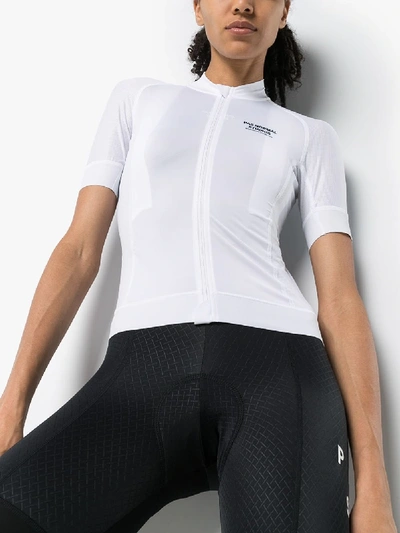 Shop Pas Normal Studios White Mechanism Cycling Jersey Top In Weiss