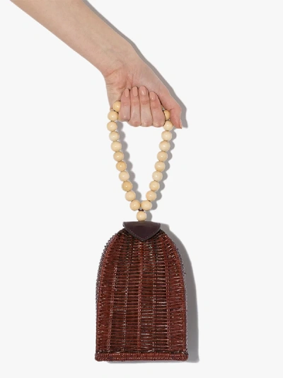 Shop Ulla Johnson Red Raya Trapeze Woven Bracelet Bag