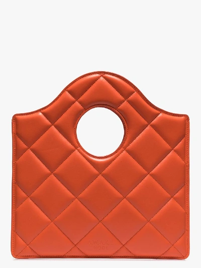 Shop A.w.a.k.e. Orange Quilted Leather Clutch Bag