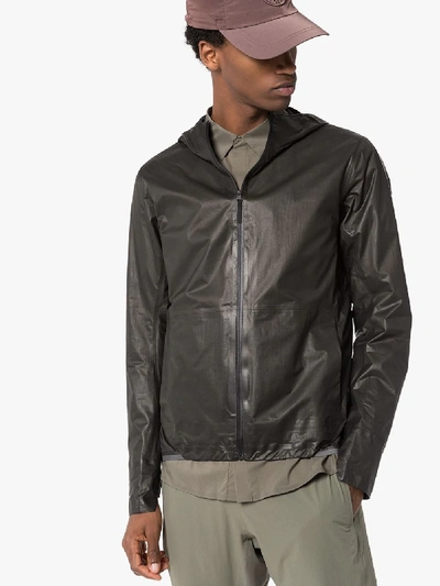 Shop Veilance Black Hooded Zipped Jacket