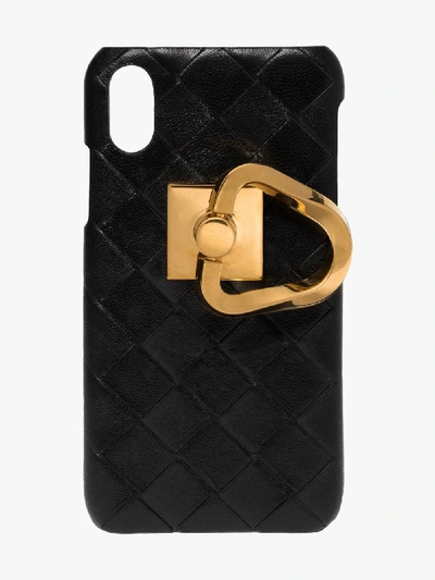 Shop Bottega Veneta Black Intrecciato Leather Iphone 11 Case