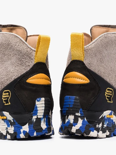 Roa X Brain Dead Colour-block High Top Sneakers In Green