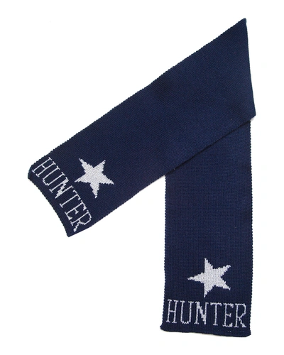 Shop Butterscotch Blankees Kid's Metallic Single Star Scarf, Personalized In Navy/silver