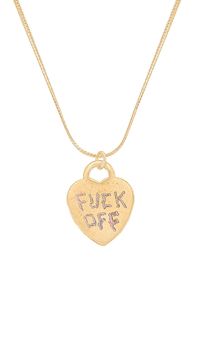 Shop Vanessa Mooney Fuck Off Necklace In Gold