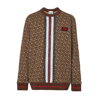 Shop Burberry Monogrammed Cotton Sweatshirt In Brown