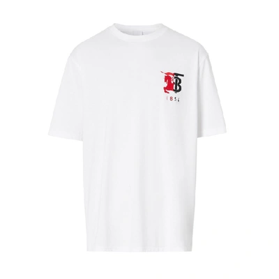 Shop Burberry Hesford White Logo Cotton T-shirt