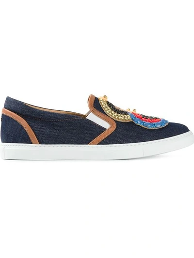 Dsquared2 Sequin Denim Slip-on Sneakers In Blue