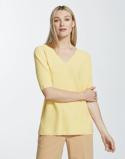 Shop Lafayette 148 Plus-size Matte Crepe V-neck Dolman Sweater In Yellow