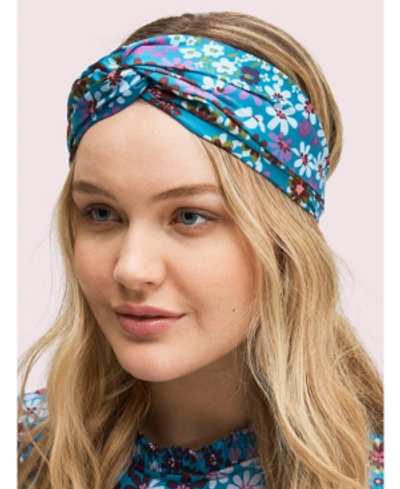 Shop Kate Spade New York Pacific Petals Silk Headband In Aruba Blue