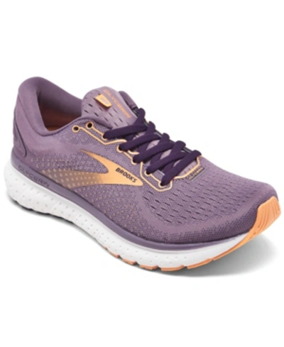 Shop Brooks Women's Glycerin 18 Running Sneakers From Finish Line In Valerian, Jewel, Cantaloupe