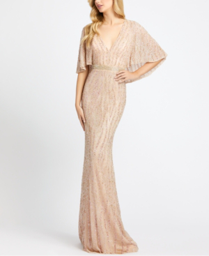 evening dress with cape sleeves
