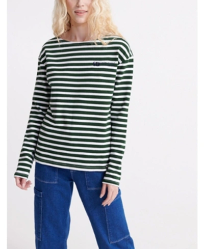 Shop Superdry Blair Stripe Long-sleeved T-shirt In Green