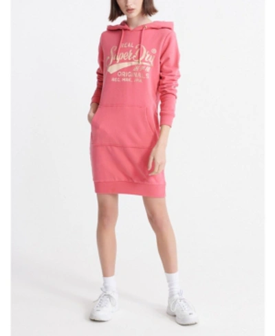 Shop Superdry Core Graphic Sweatshirt Dress In Pink