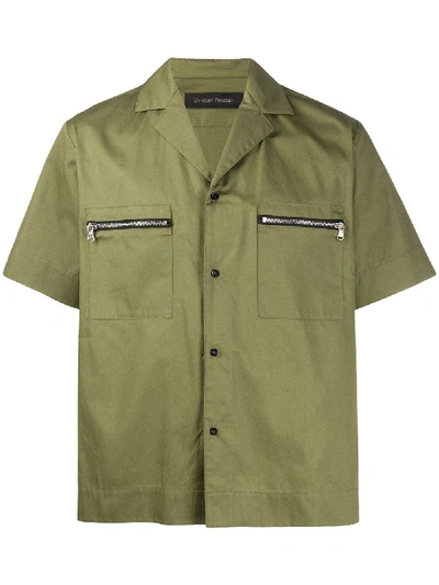Shop Christian Pellizzari Zip-detail Short Sleeve Shirt In Green