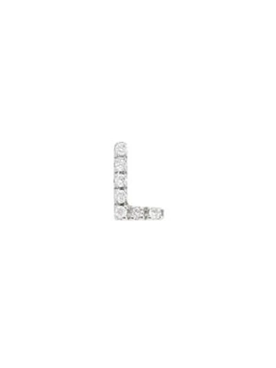 Shop Nephora Women's 14k White Gold & 0.04 Tcw Diamond Initial A Single Stud Earring In Letter L