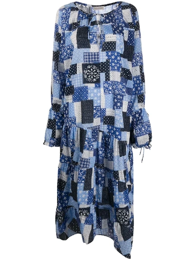 Shop By Malene Birger Patchwork Print Midi Dress In Blue